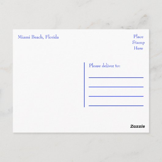 Miami Beach Florida - VS Briefkaart (Achterkant)