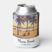 Miami Beach Florida  Waterverf Art Blikjeskoeler (Blikje Voorkant)