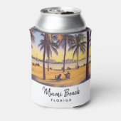 Miami Beach Florida  Waterverf Art Blikjeskoeler (Blikje Achterkant)