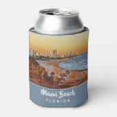 Miami Beach Florida  Waterverf Art Blikjeskoeler (Blikje Voorkant)