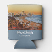 Miami Beach Florida  Waterverf Art Blikjeskoeler (Achterkant)