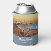 Miami Beach Florida  Waterverf Art Blikjeskoeler (Blikje Achterkant)