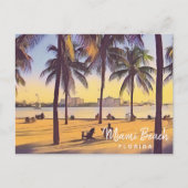 Miami Beach Florida  Waterverf Art Briefkaart (Voorkant)