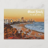 Miami Beach Florida Waterverf Art Briefkaart (Voorkant)