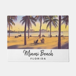 Miami Beach Florida  Waterverf Art Deurmat