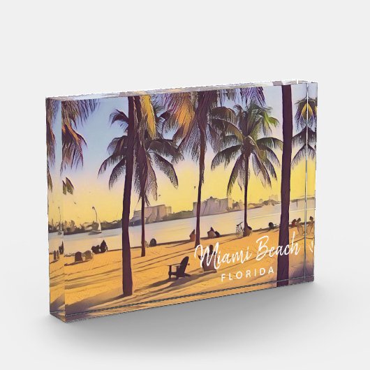 Miami Beach Florida  Waterverf Art Fotoblokken (Links)