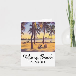 Miami Beach Florida  Waterverf Art Kaart