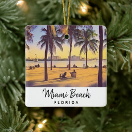 Miami Beach Florida  Waterverf Art Keramisch Ornament