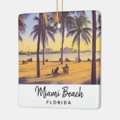 Miami Beach Florida  Waterverf Art Keramisch Ornament (Links)
