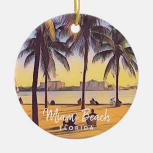 Miami Beach Florida Waterverf Art Keramisch Ornament