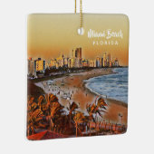 Miami Beach Florida  Waterverf Art Keramisch Ornament (Rechts)