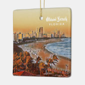 Miami Beach Florida  Waterverf Art Keramisch Ornament (Links)