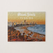 Miami Beach Florida  Waterverf Art Legpuzzel (Horizontaal)