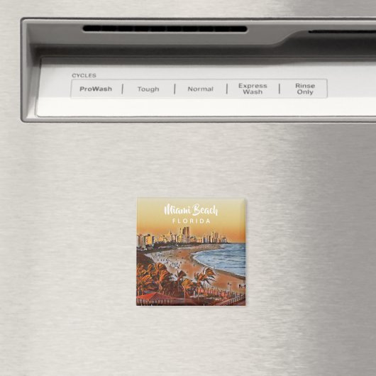 Miami Beach Florida  Waterverf Art Magneet (Insitu (Vaatwasser))