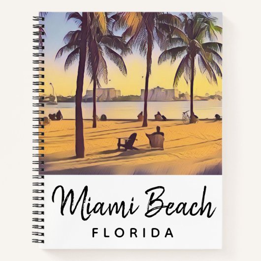 Miami Beach Florida  Waterverf Art Notitieboek (Voorkant)