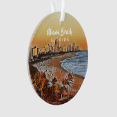 Miami Beach Florida  Waterverf Art Ornament (voorkant)