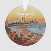Miami Beach Florida  Waterverf Art Ornament (voorkant)