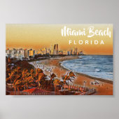 Miami Beach Florida  Waterverf Art Poster (Voorkant)
