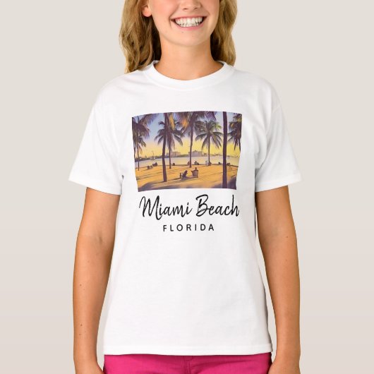 Miami Beach Florida  Waterverf Art T-shirt (Voorkant)