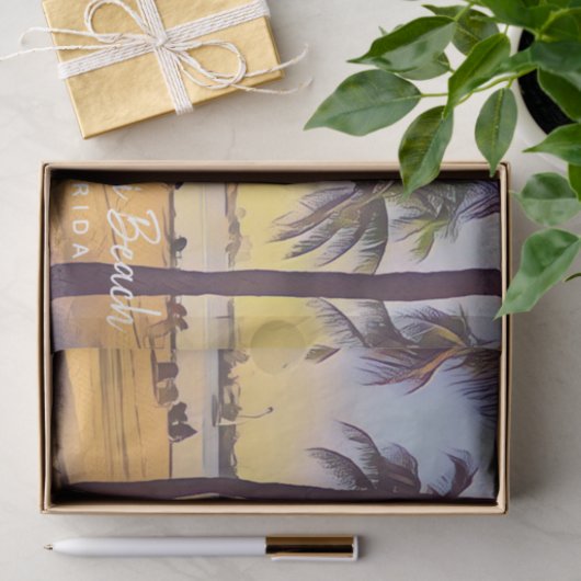 Miami Beach Florida  Waterverf Art Tissuepapier (Geschenk)