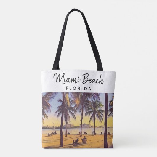 Miami Beach Florida  Waterverf Art Tote Bag (Achterkant)