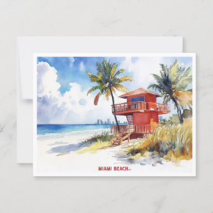 Miami Beach, Florida waterverf schilderen briefkaa Briefkaart