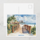 Miami Beach, Florida waterverf schilderen briefkaa Briefkaart (Voorkant / Achterkant)
