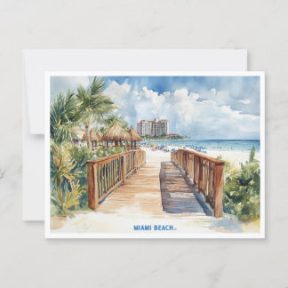 Miami Beach, Florida waterverf schilderen briefkaa Briefkaart