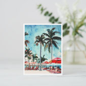 Miami Beach Florida Waterverf schilderij Briefkaart (Staand voorkant)