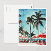 Miami Beach Florida Waterverf schilderij Briefkaart (Voorkant / Achterkant)