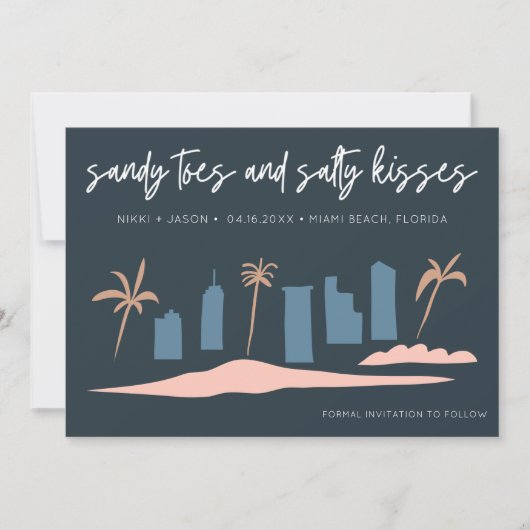 Miami Beach Florida Wedding Save the Date Aankondiging (Voorkant)