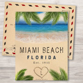 Miami Beach Florida Zand Tropische palmbladeren Briefkaart