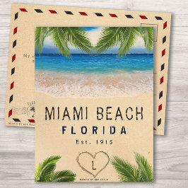 Miami Beach Florida Zand Tropische palmbladeren Briefkaart