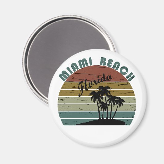 Miami Beach Florida  zonsondergang Magneet (Voorkant / Achterkant)
