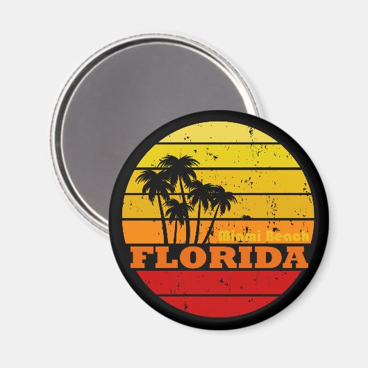 Miami Beach Florida  zonsondergang Magneet (Voorkant / Achterkant)