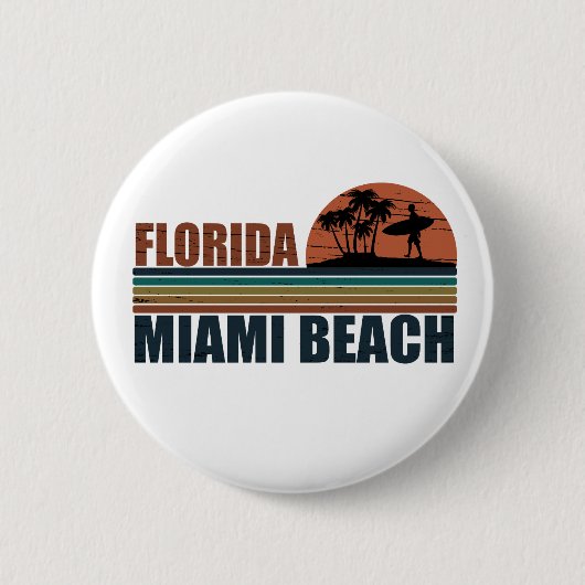 Miami Beach Florida  zonsondergang Ronde Button 5,7 Cm (Voorkant)