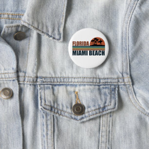 Miami Beach Florida  zonsondergang Ronde Button 5,7 Cm