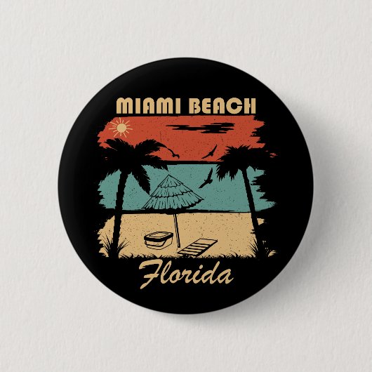 Miami Beach Florida  zonsondergang Ronde Button 5,7 Cm (Voorkant)
