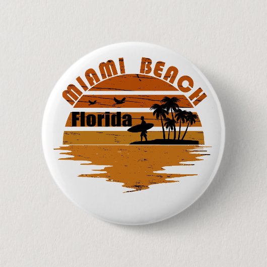 Miami Beach Florida  zonsondergang Ronde Button 5,7 Cm (Voorkant)