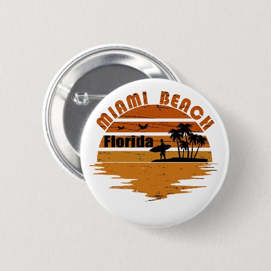 Miami Beach Florida  zonsondergang Ronde Button 5,7 Cm (Voorkant /achterkant)