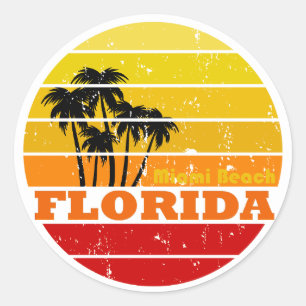 Miami Beach Florida  zonsondergang Ronde Sticker