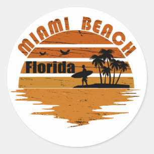 Miami Beach Florida zonsondergang Ronde Sticker