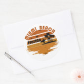 Miami Beach Florida  zonsondergang Ronde Sticker (Envelop)