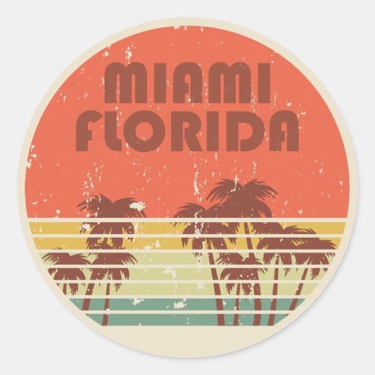 Miami Beach Florida  zonsondergang Ronde Sticker (Voorkant)