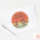 Miami Beach Florida  zonsondergang Ronde Sticker (Envelop)