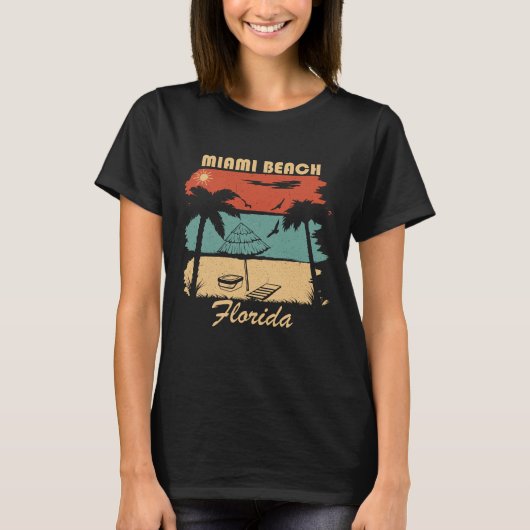 Miami Beach Florida  zonsondergang T-shirt (Voorkant)