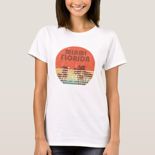 Miami Beach Florida zonsondergang T-shirt (Voorkant)