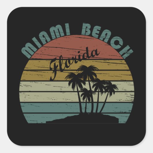 Miami Beach Florida  zonsondergang Vierkante Sticker (Voorkant)