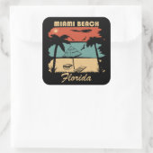 Miami Beach Florida zonsondergang Vierkante Sticker (Tas)