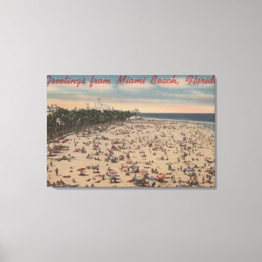 Miami Beach, FloridaGreetings fromMiami, FL Canvas Afdruk (Voorkant)